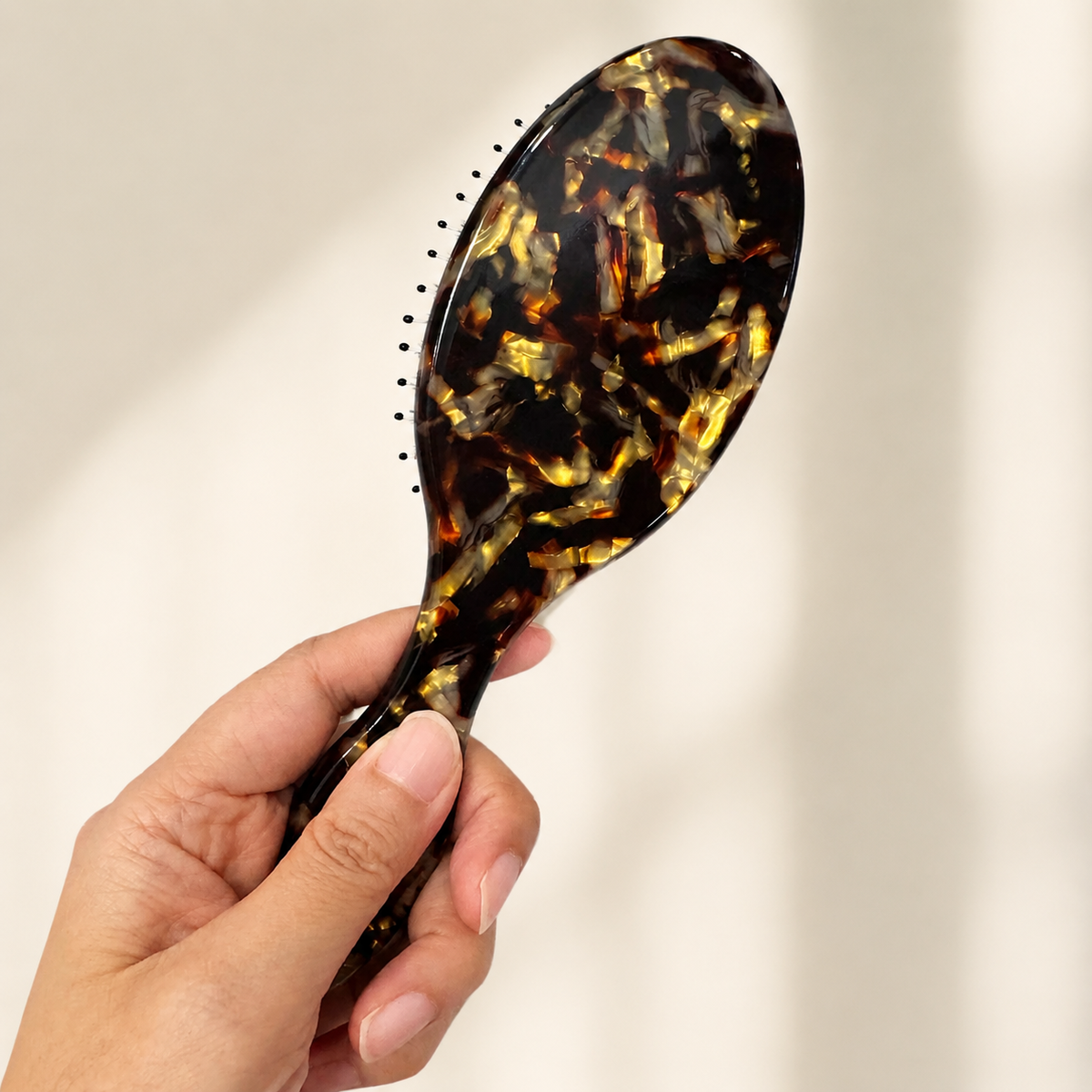 Amber Tortoiseshell Acetate Boar Bristle Cushion Hair Brush
