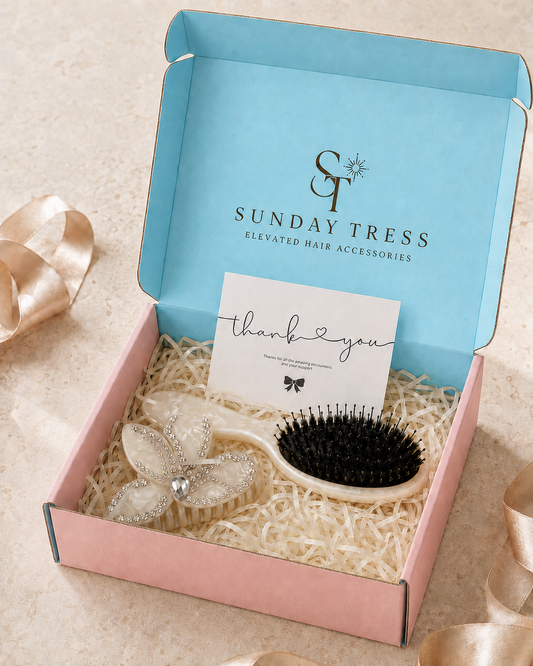 Crystal Bougainvillea Acetate Hair Claw & Brush Set
