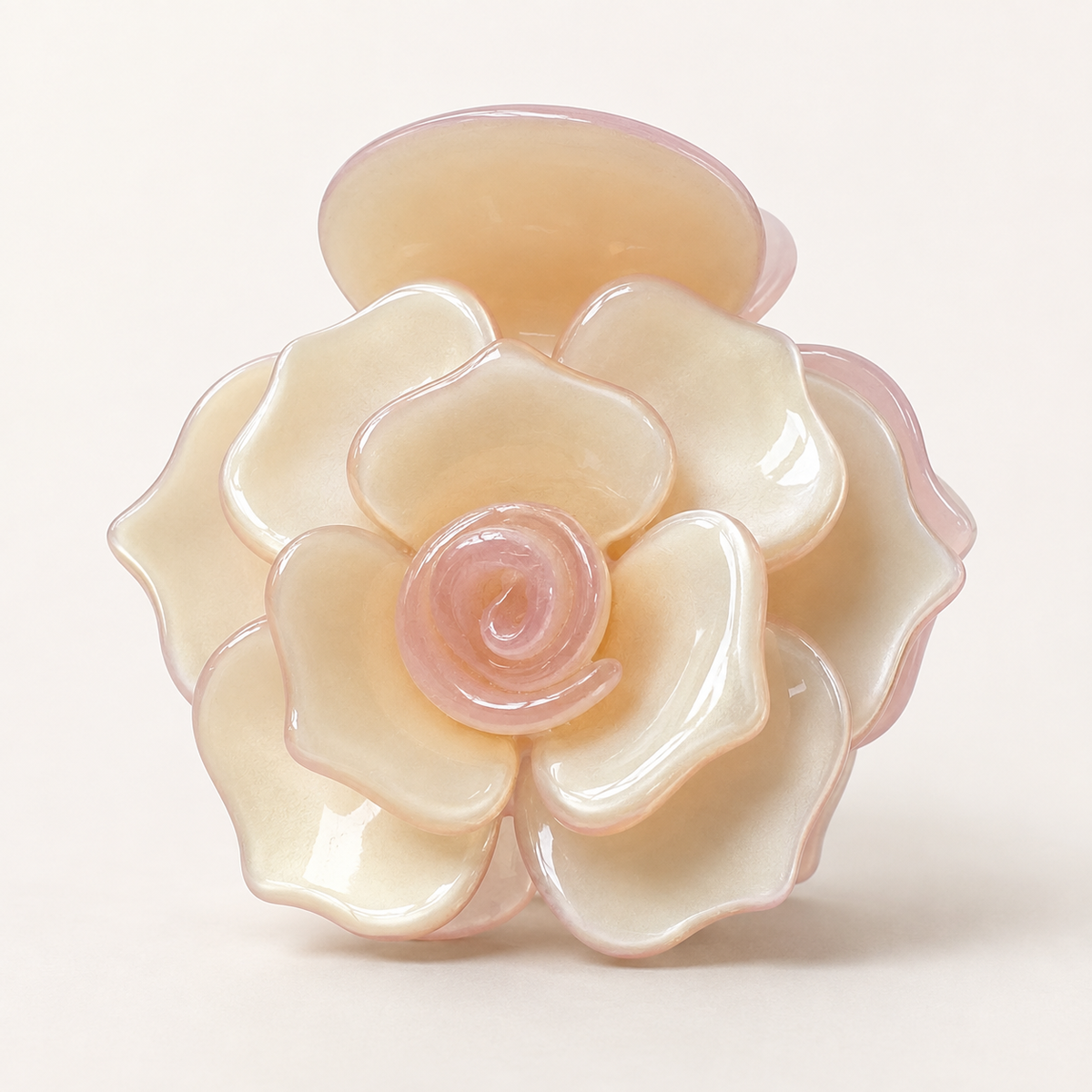 Pearlescent Champagne Rose Flower Acetate Hair Claw