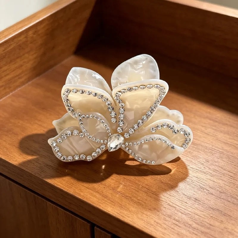 Crystal Bougainvillea Acetate Hair Claw & Brush Set