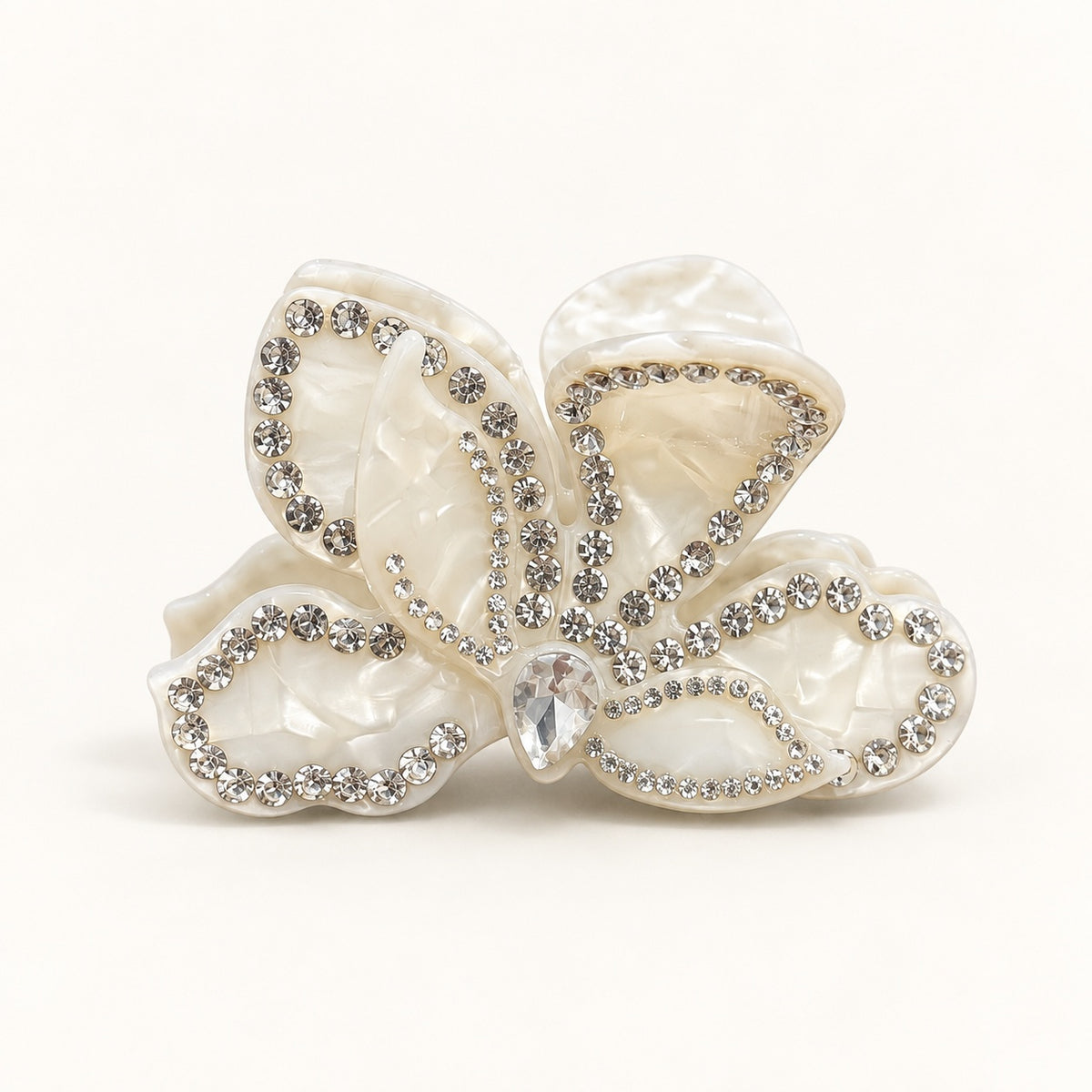 Crystal Bougainvillea Acetate Hair Claw Ivory/Blue