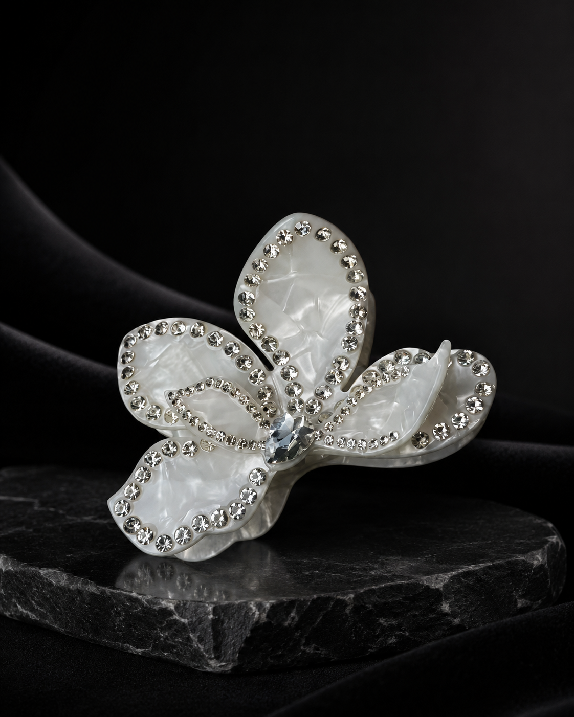 Crystal Bougainvillea Acetate Hair Claw & Brush Set