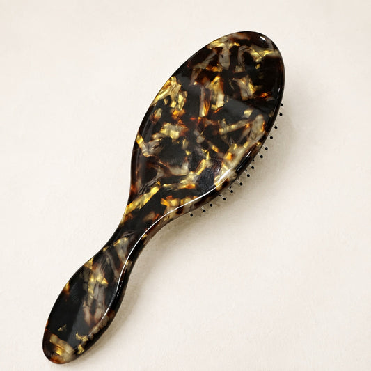 Amber Tortoiseshell Acetate Boar Bristle Cushion Hair Brush
