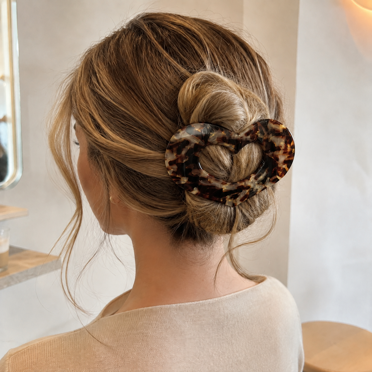 Large Acetate Heart Flat Hair Clip – Tortoiseshell